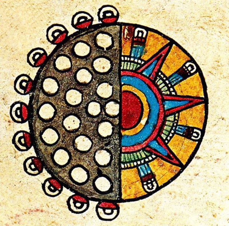 Eclipse, collier soleil et nuit étoilée aztèque en argent