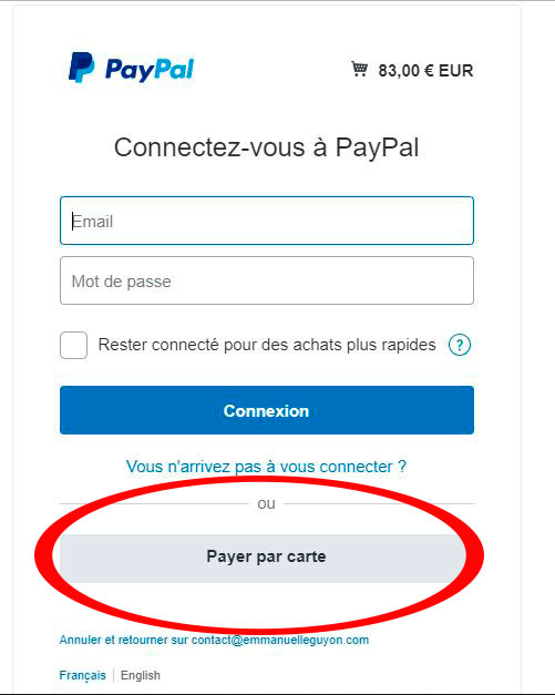 Payer via Paypal avec sa carte bancaire