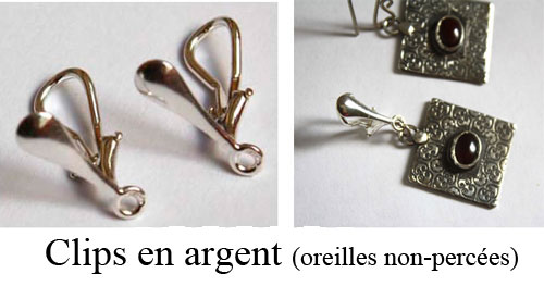 clips en argent de boucles d’oreilles pour oreilles non-percées