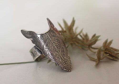 Abondance, bague totem bison en argent