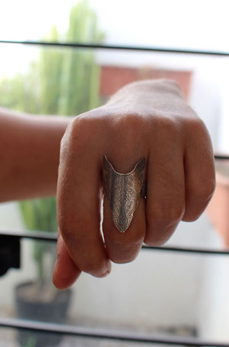 Abondance, bague totem bison en argent