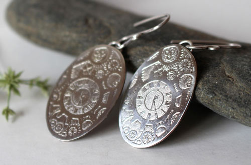 Aiguilles mécaniques, boucles d’oreilles engrenages steampunk en argent