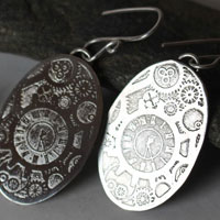 Aiguilles mécaniques, boucles d’oreilles engrenages steampunk en argent