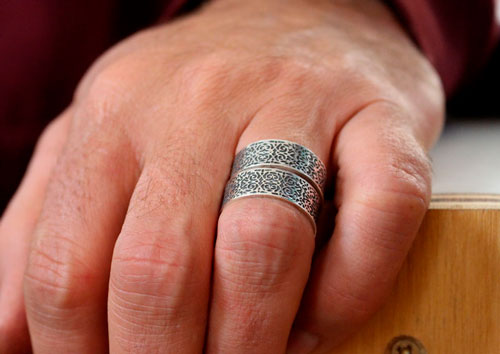 Alliances victoriennes, bague de mariage d’arabesques en argent