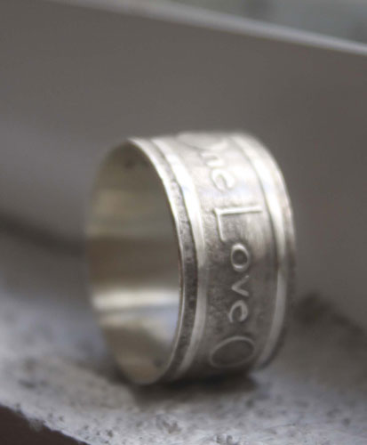 Anneau personnalisé, bague citation One du groupe U2 en argent