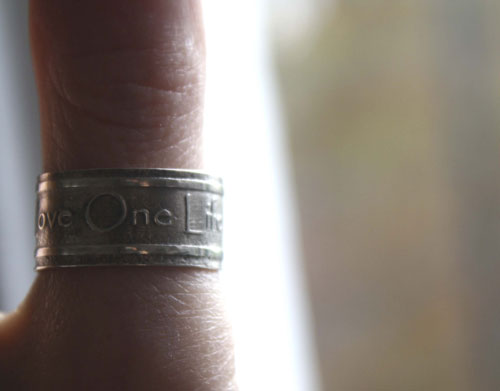 Anneau personnalisé, bague citation One du groupe U2 en argent