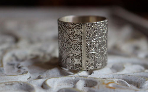 Baudelaire, bague gravée période romantique en argent