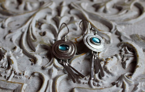 Bleu ciel, boucles d’oreilles céleste en argent et aigue-marine