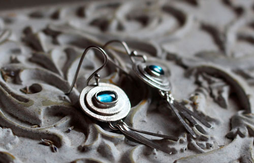 Bleu ciel, boucles d’oreilles céleste en argent et aigue-marine