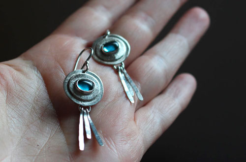 Bleu ciel, boucles d’oreilles céleste en argent et aigue-marine