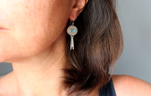 Bleu ciel, boucles d’oreilles céleste en argent et aigue-marine