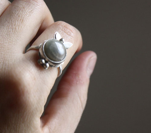 Calliope, bague en argent et jaspe océan