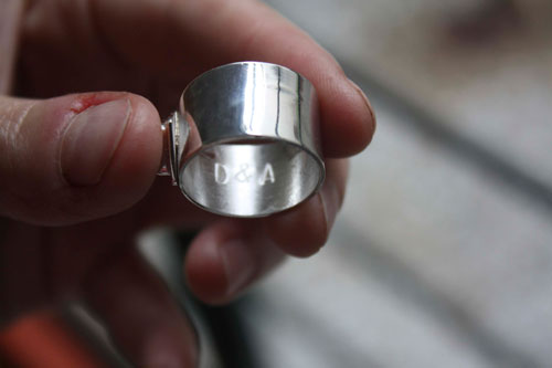 Catch my heart, bague de promesse en argent, onyx et grenat