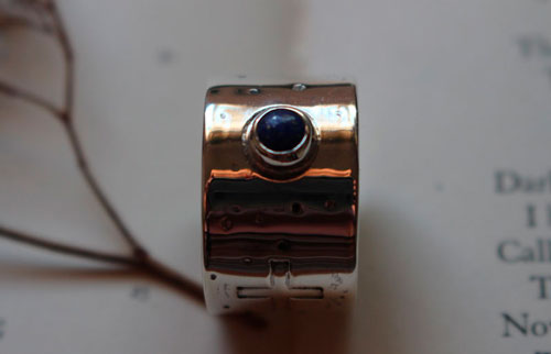 Certitude, bague astronomie en argent et lapis-lazuli