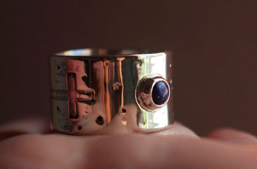 Certitude, bague astronomie en argent et lapis-lazuli