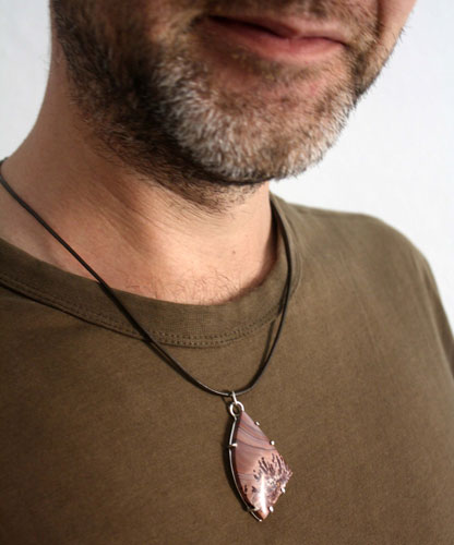 Chiricahua, pendentif épuré en argent et rhyolite apache