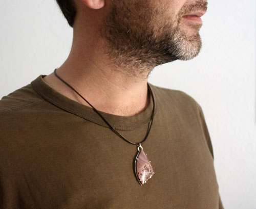 Chiricahua, pendentif épuré en argent et rhyolite apache