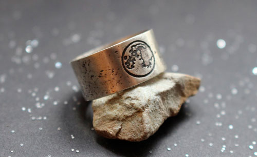 Cycle lunaire, bague lune personnalisée en argent 