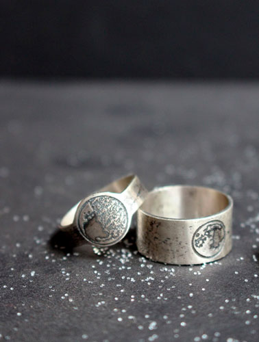 Cycle lunaire, bague lune personnalisée en argent 