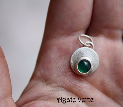 Daurai, pendentif rond en argent et pierre de naissance du mois de mai, agate verte