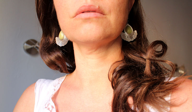 Feuilles du soleil, boucles d’oreilles feuille de ginkgo en argent et aventurine