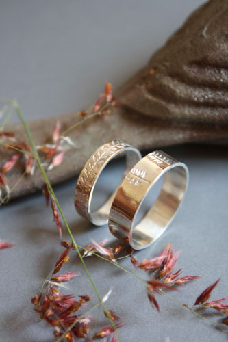 Harmonie végétale, alliances, bague de mariage personnalisée