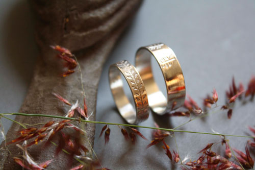 Harmonie végétale, alliances, bague de mariage personnalisée