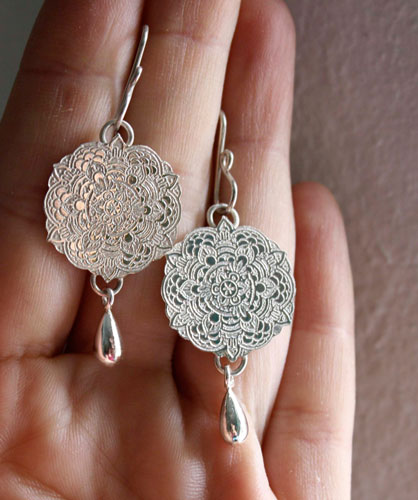 Ishaia, boucles d’oreilles mandala en argent