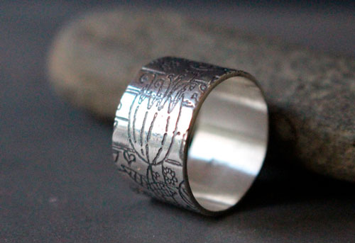 Jardin d&rsquo;enfants, bague dessin d&rsquo;enfant en argent