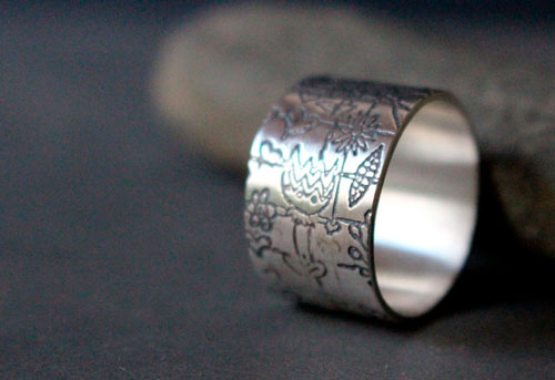 Jardin d&rsquo;enfants, bague dessin d&rsquo;enfant en argent