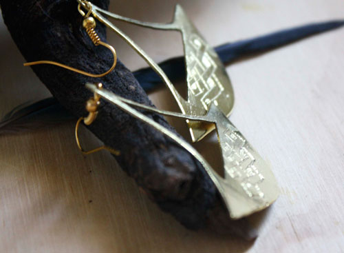 Katanga, boucles d’oreilles hache tribale africaine en laiton