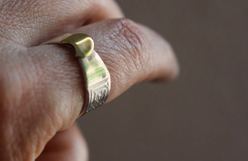 L’anneau de la druidesse, bague lune celtique en argent et laiton