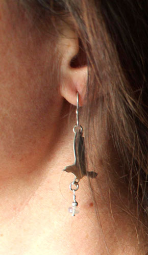 L’offrande du corbeau, boucles d’oreilles légendes du nord de l’europe argent et labradorite