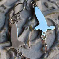 L’offrande du corbeau, boucles d’oreilles légendes du nord de l’europe argent et labradorite