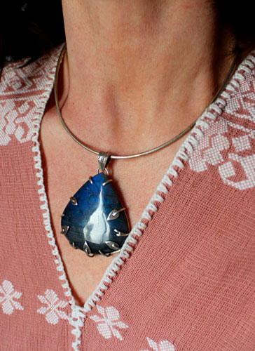 La forêt bleue, pendentif elfique en argent et labradorite