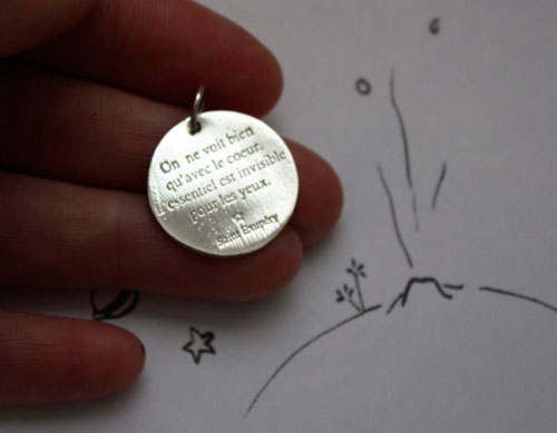 La sagesse du renard, pendentif petit prince en argent