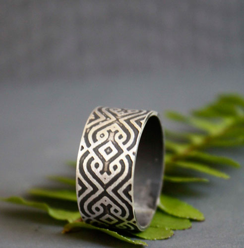 Le sceau du sultan, bague vecteur géométrique en argent