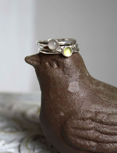 Mangrove, bague empilable en argent, péridot et aigue-marine