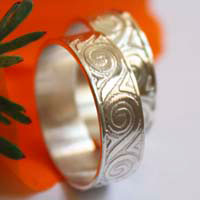Océanide, bague de mariage de vagues grecques en argent