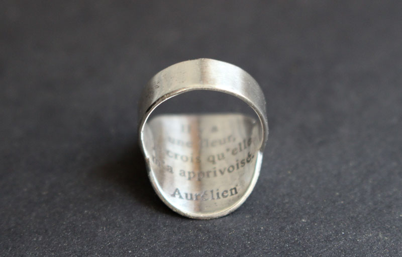 Petite planète, bague gravée du petit prince en argent
