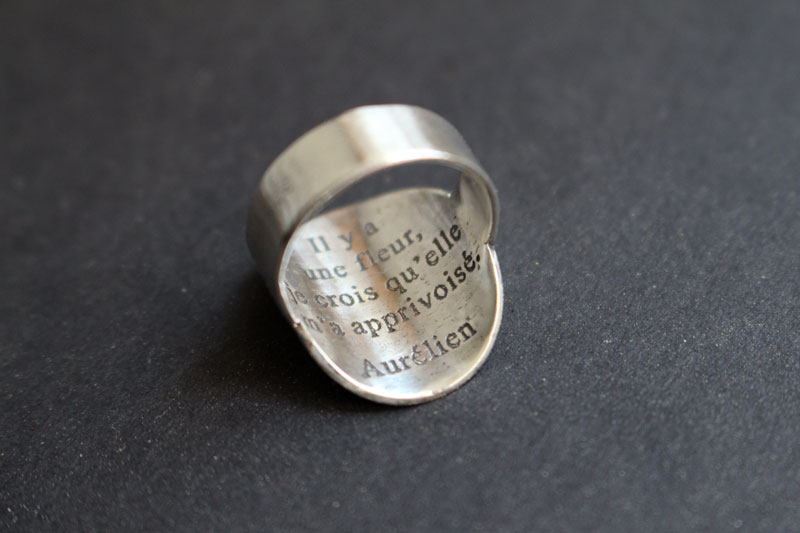 Petite planète, bague gravée du petit prince en argent