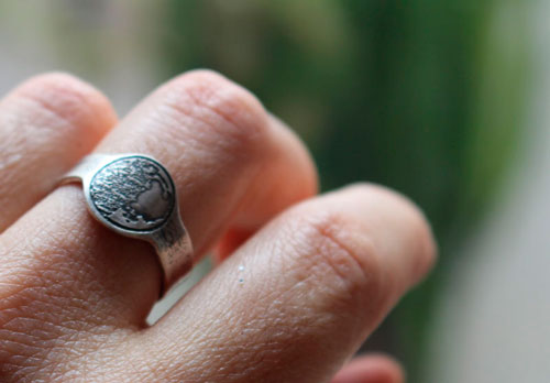 Phase de la lune, bague lune personnalisée en argent