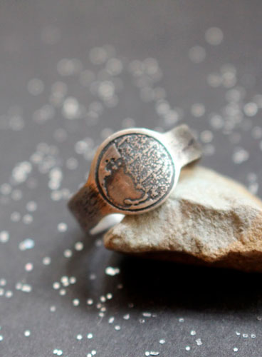 Phase de la lune, bague lune personnalisée en argent