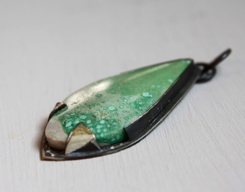 Pin des mers, pendentif ambiance côtière en argent et variscite