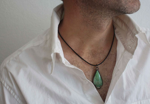 Pin des mers, pendentif ambiance côtière en argent et variscite