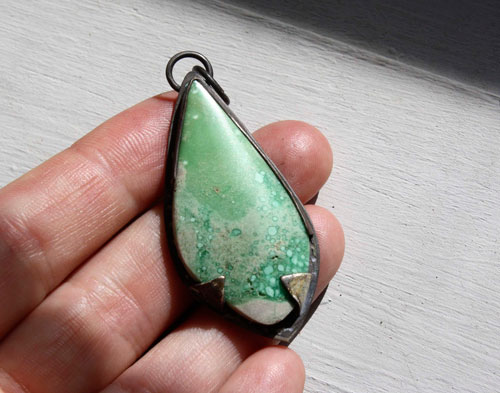 Pin des mers, pendentif ambiance côtière en argent et variscite