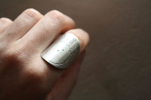 Planète du petit prince, bague gravée Saint-Exupéry en argent