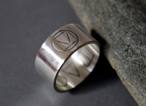 Prisme, bague triangle carré cercle en argent