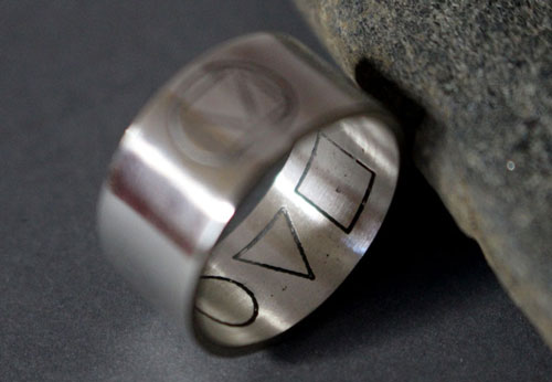 Prisme, bague triangle carré cercle en argent