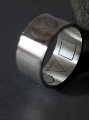 Prisme, bague triangle carré cercle en argent